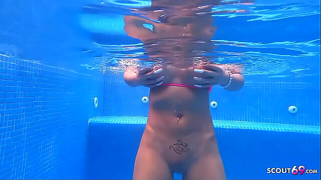 Emo Teen with Pink Hair Gets Passionate Pool Sex